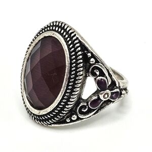 VINTAGE Premier Designs Gracie Victorian Style Purple Glass Stone Ring 9